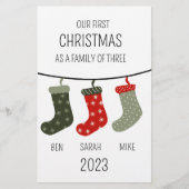 Eerste Kerstmis als familie van drie Briefpapier (Voorkant)