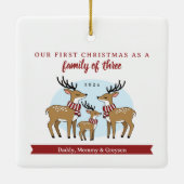 Eerste Kerstmis als familie van drie Keramisch Ornament (Achterkant)