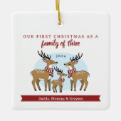 Eerste Kerstmis als familie van drie Keramisch Ornament (Voorkant)