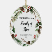 Eerste Kerstmis als familie van drie Keramisch Ornament (Rechts)