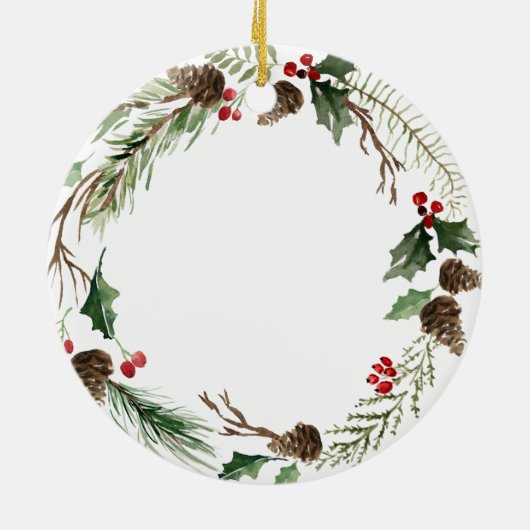 Eerste Kerstmis als familie van drie Keramisch Ornament (Achterkant)