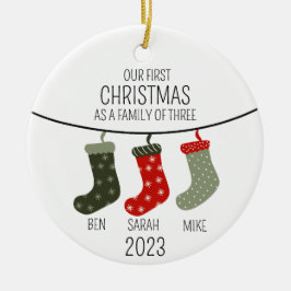 Eerste Kerstmis als familie van drie Keramisch Ornament