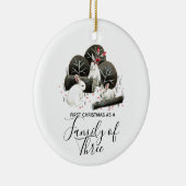 Eerste Kerstmis als familie van drie Keramisch Ornament (Rechts)