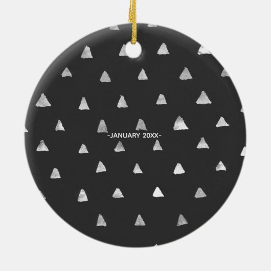 Eerste Kerstmis als familie van drie Keramisch Ornament (Achterkant)