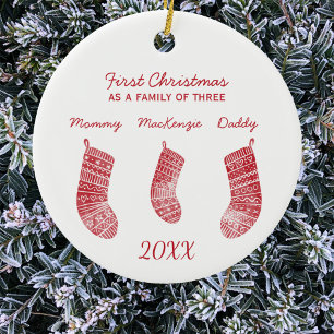 Eerste Kerstmis als familie van drie Keramisch Ornament