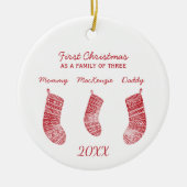 Eerste Kerstmis als familie van drie Keramisch Ornament (Voorkant)