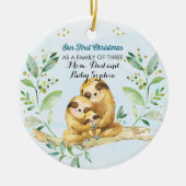 Eerste Kerstmis als Familie van Drie Keramisch Ornament (Voorkant)