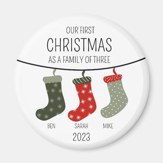 Eerste Kerstmis als familie van drie Magneet (Voorkant)
