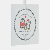 Eerste Kerstmis als familie van drie pinguïns Glas Ornament (Voorkant Rechts)