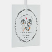 Eerste Kerstmis als familie van drie pinguïns Glas Ornament (Voorkant Rechts)