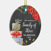 Eerste Kerstmis als familie van drie sieraden Keramisch Ornament (Rechts)