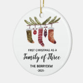 Eerste Kerstmis als familie van drie sieraden Keramisch Ornament (Links)