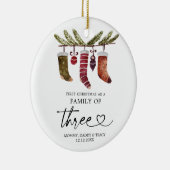 Eerste Kerstmis als familie van drie siercadeautje Keramisch Ornament (Rechts)