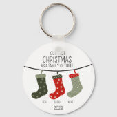 Eerste Kerstmis als familie van drie Sleutelhanger (Voorkant)