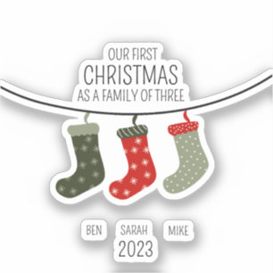 Eerste Kerstmis als familie van drie Sticker