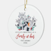 Eerste Kerstmis als familie van vier gepersonalise Keramisch Ornament (Links)