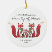 Eerste Kerstmis als familie van vier gepersonalise Keramisch Ornament (Voorkant)