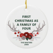 Eerste Kerstmis als familie van vier gepersonalise Keramisch Ornament (Achterkant)