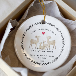 Eerste Kerstmis als familie van vier jaar geleden Keramisch Ornament