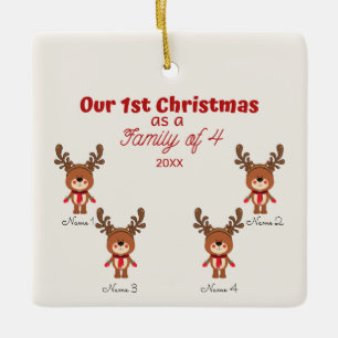 Eerste Kerstmis als familie van vier sieraden Keramisch Ornament