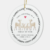 Eerste Kerstmis als familie van vijf jaar geleden Keramisch Ornament (Links)