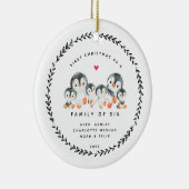Eerste Kerstmis als familie van zes pinguïns Ceram Keramisch Ornament (Rechts)