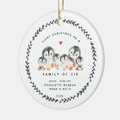 Eerste Kerstmis als familie van zes pinguïns Ceram Keramisch Ornament (Links)