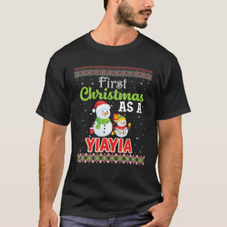 Eerste Kerstmis als familie Yiayia die Snowma aanp T-shirt