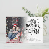 Eerste Kerstmis als familiekaartfotokaart Feestdagenkaart (Staand voorkant)