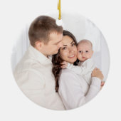 Eerste Kerstmis als Familienaam en Foto Keramisch Ornament (Achterkant)