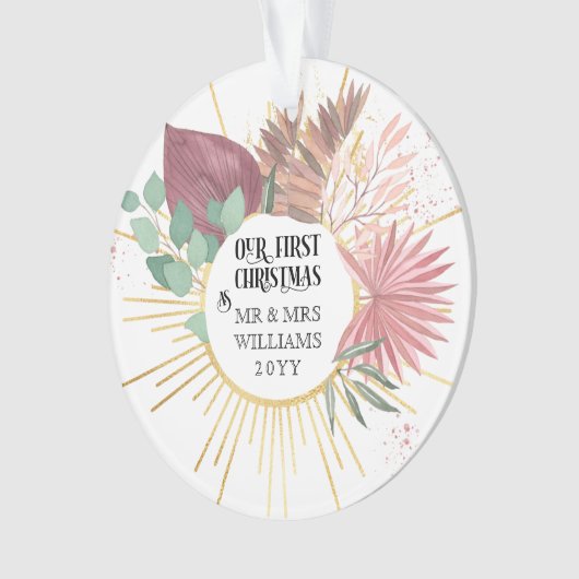 Eerste Kerstmis als foto van de heer & mevrouw Boh Ornament (voorkant)