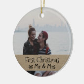 Eerste Kerstmis als foto van de heer & mevrouw Cou Keramisch Ornament (Links)