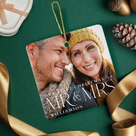 Eerste Kerstmis als foto van de heer & mevrouw Mod Keramisch Ornament