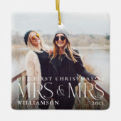 Eerste Kerstmis als foto van mevrouw & mevrouw Mod Keramisch Ornament (Voorkant)