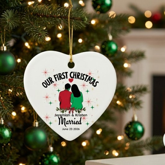 Eerste kerstmis als getrouwd stel keramisch ornament