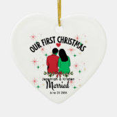 Eerste kerstmis als getrouwd stel keramisch ornament (Voorkant)