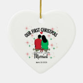 Eerste kerstmis als getrouwd stel keramisch ornament (Achterkant)