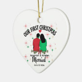 Eerste kerstmis als getrouwd stel keramisch ornament (Links)