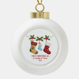 Eerste kerstmis als gezin van drie 2025 | Schattig Keramische Bal Ornament