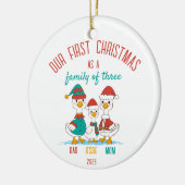 Eerste Kerstmis als Gezin van Drie Gepersonaliseer Keramisch Ornament (Links)