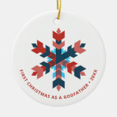 Eerste Kerstmis als godfather Snowflake Keramisch Ornament (Voorkant)