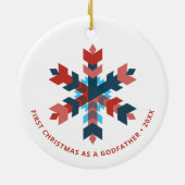 Eerste Kerstmis als godfather Snowflake Keramisch Ornament (Achterkant)