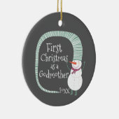 Eerste Kerstmis als Godmoeder persoonlijke Snowman Keramisch Ornament (Rechts)