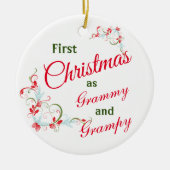 Eerste Kerstmis als Grammy en Grampy Foto Keramisch Ornament (Voorkant)