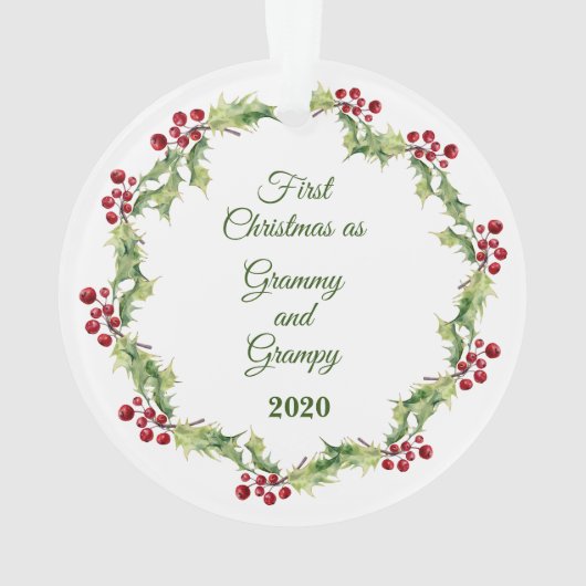 Eerste Kerstmis als Grammy en Grampy - Foto Ornament (achterkant)