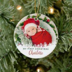 Eerste Kerstmis als Grandma & Grandpa Custom Photo Keramisch Ornament