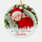 Eerste Kerstmis als Grandma & Grandpa Custom Photo Keramisch Ornament (Voorkant)