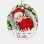 Eerste Kerstmis als Grandma & Grandpa Custom Photo Keramisch Ornament (Links)