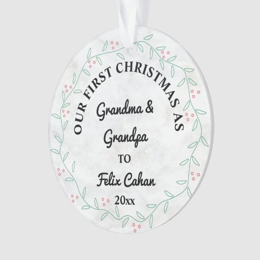 Eerste Kerstmis als Grandma & Grandpa Custom Photo Ornament (voorkant)