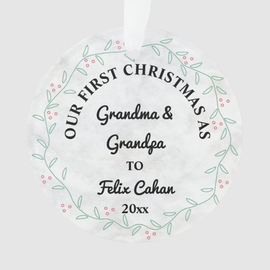 Eerste Kerstmis als Grandma & Grandpa Custom Photo Ornament (voorkant)
